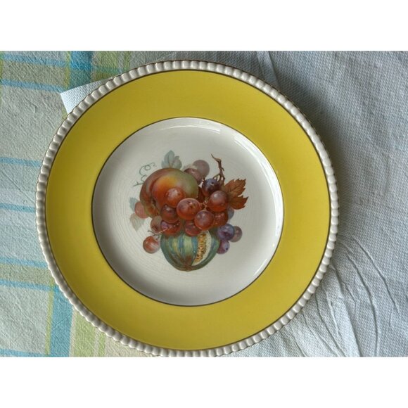 Fondeville Ambassador Ware Orchard Fruit  Plates Yellow Gold Trim England Two 9" - Picture 15 of 16